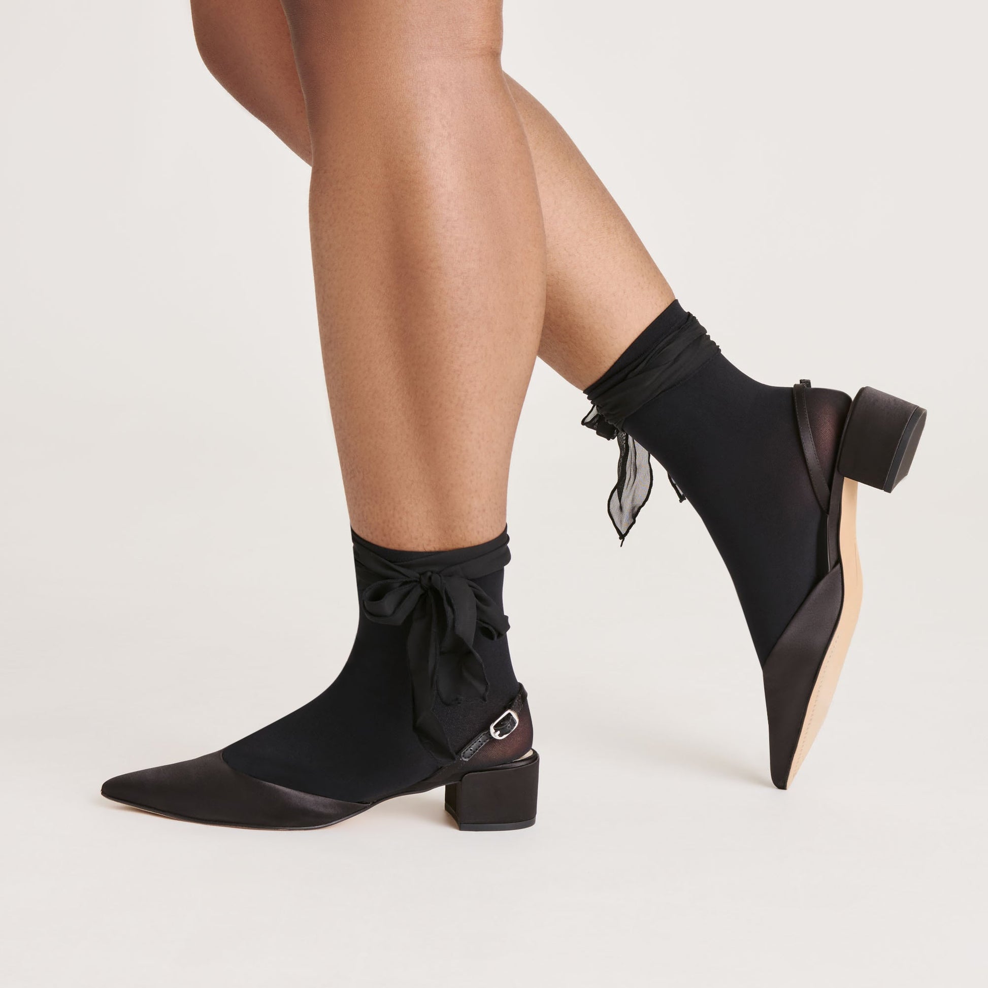Tie Bow Black Anklet Socks - Dolce Vita