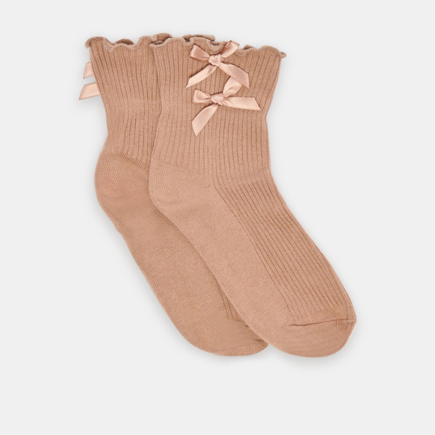 Lettuce Edge Bow Mocha Anklet Socks - Dolce Vita