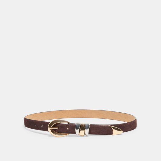 Mixed Metal Mahogany Buckle Belt - Dolce Vita