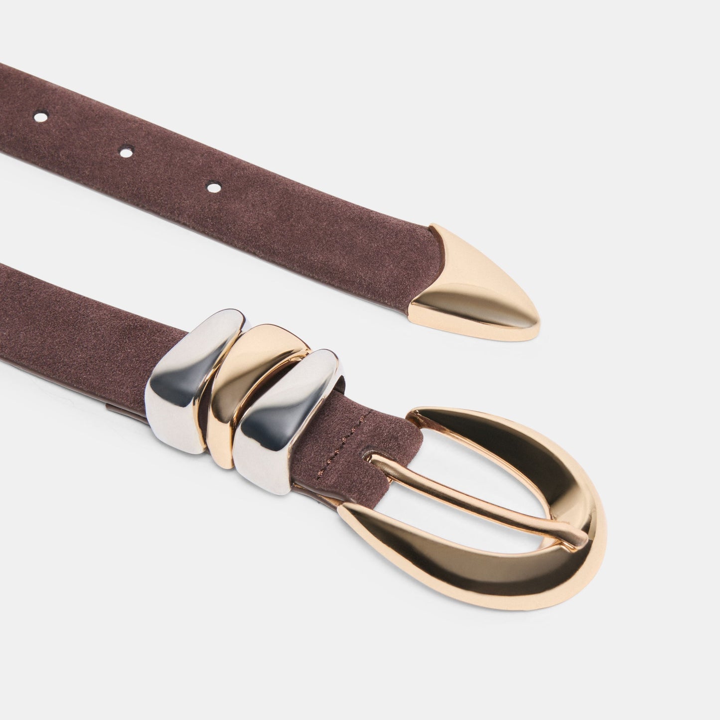 Mixed Metal Mahogany Buckle Belt - Dolce Vita