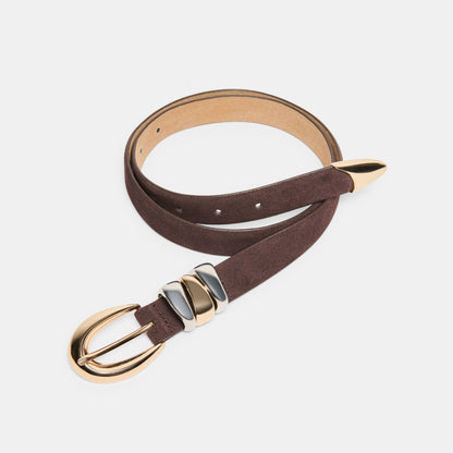 Mixed Metal Mahogany Buckle Belt - Dolce Vita