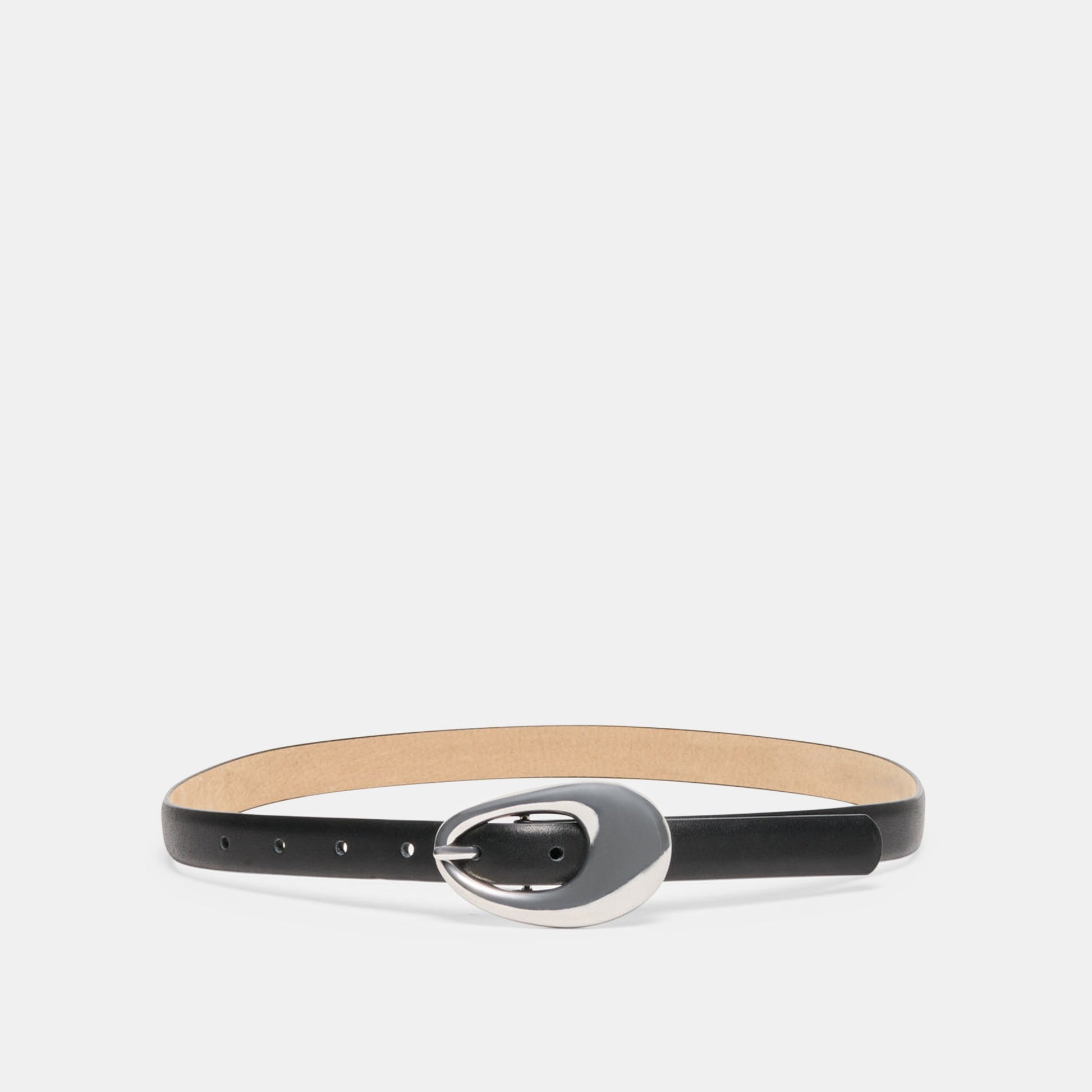 Organic Oval Black Silver Buckle Belt - Dolce Vita