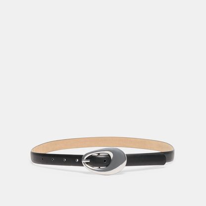 Organic Oval Black Silver Buckle Belt - Dolce Vita