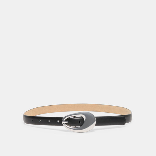 Organic Oval Black Silver Buckle Belt - Dolce Vita
