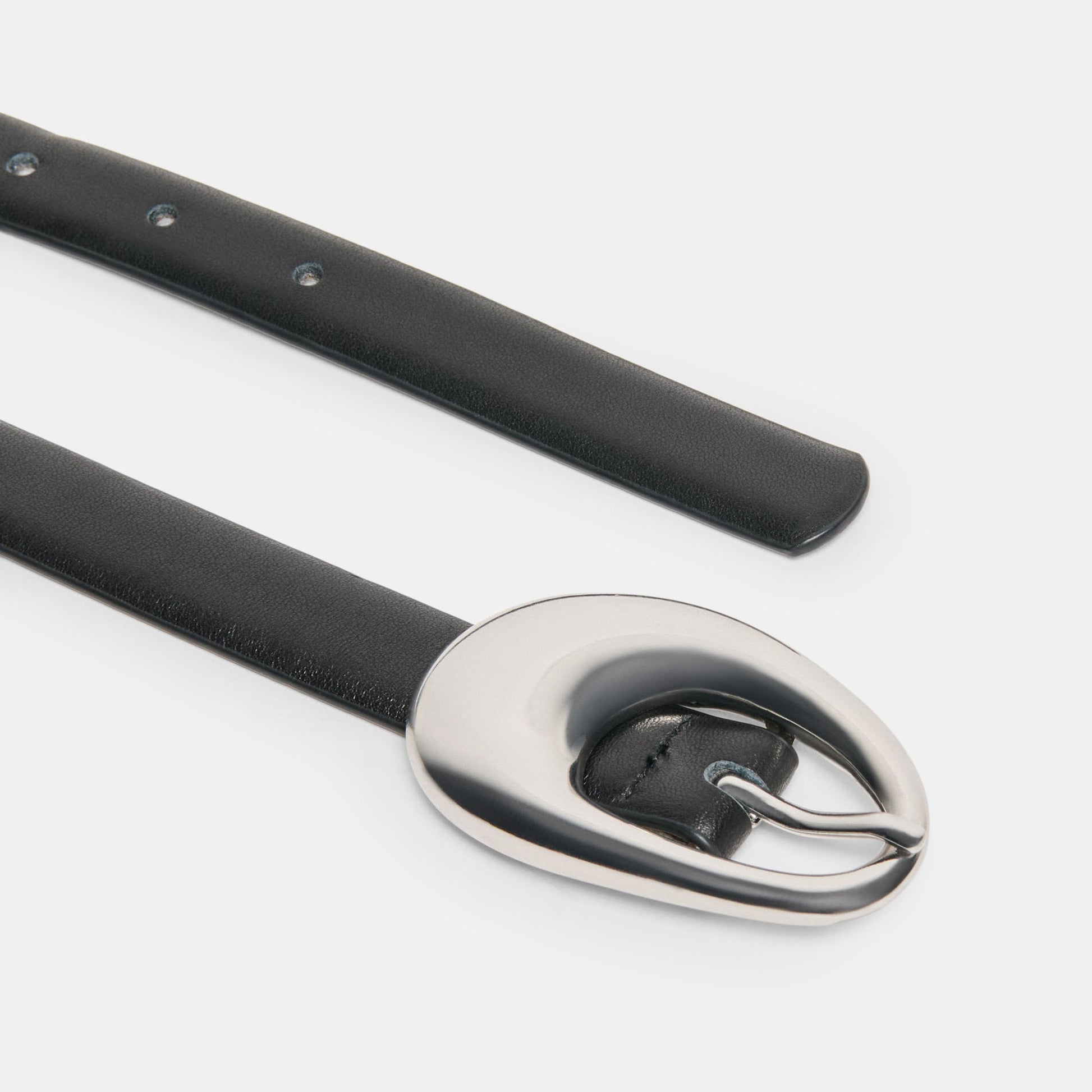 Organic Oval Black Silver Buckle Belt - Dolce Vita