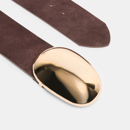 Bubble Mahogany Gold Buckle Belt - Dolce Vita