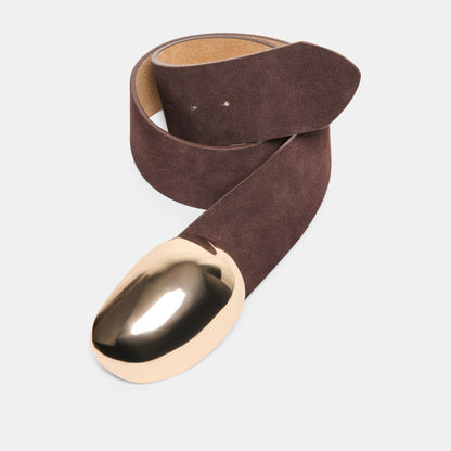 Bubble Mahogany Gold Buckle Belt - Dolce Vita
