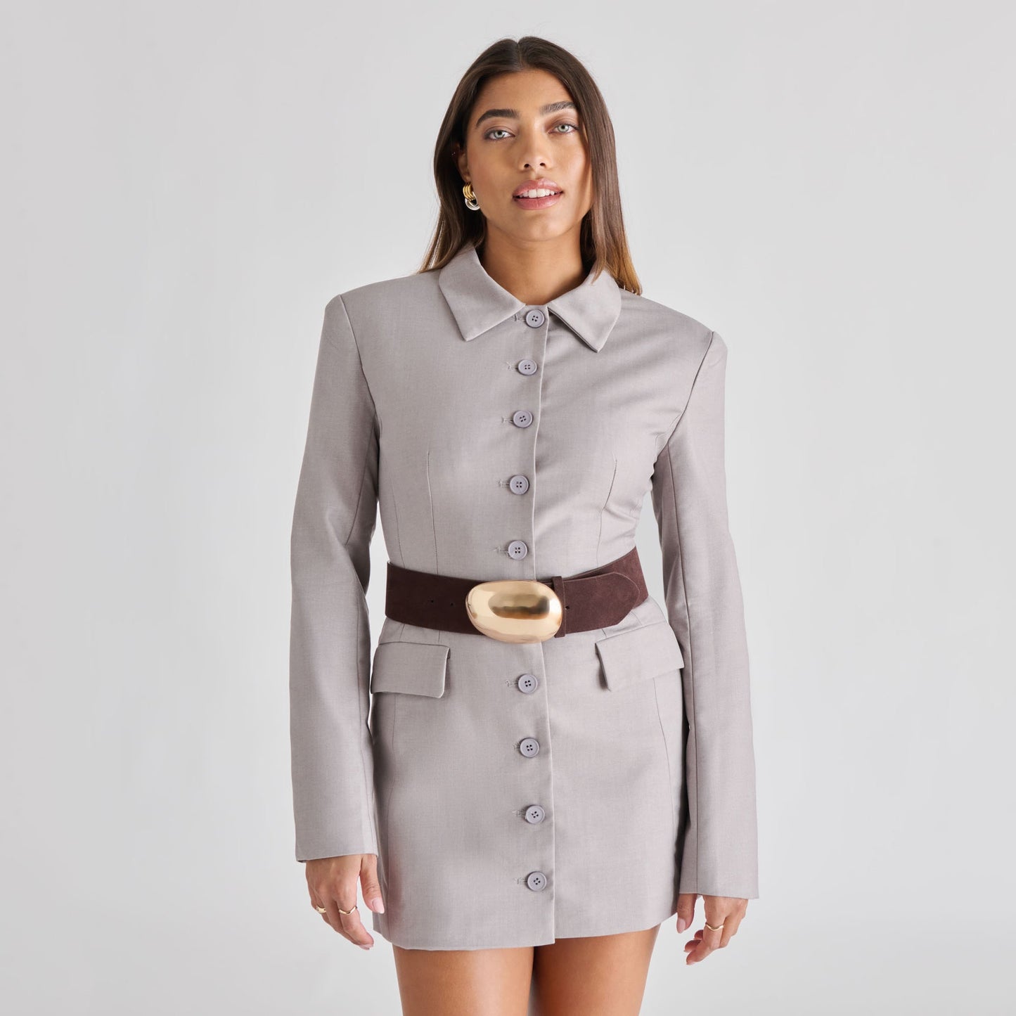 Bubble Mahogany Gold Buckle Belt - Dolce Vita
