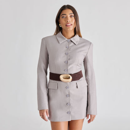 Bubble Mahogany Gold Buckle Belt - Dolce Vita
