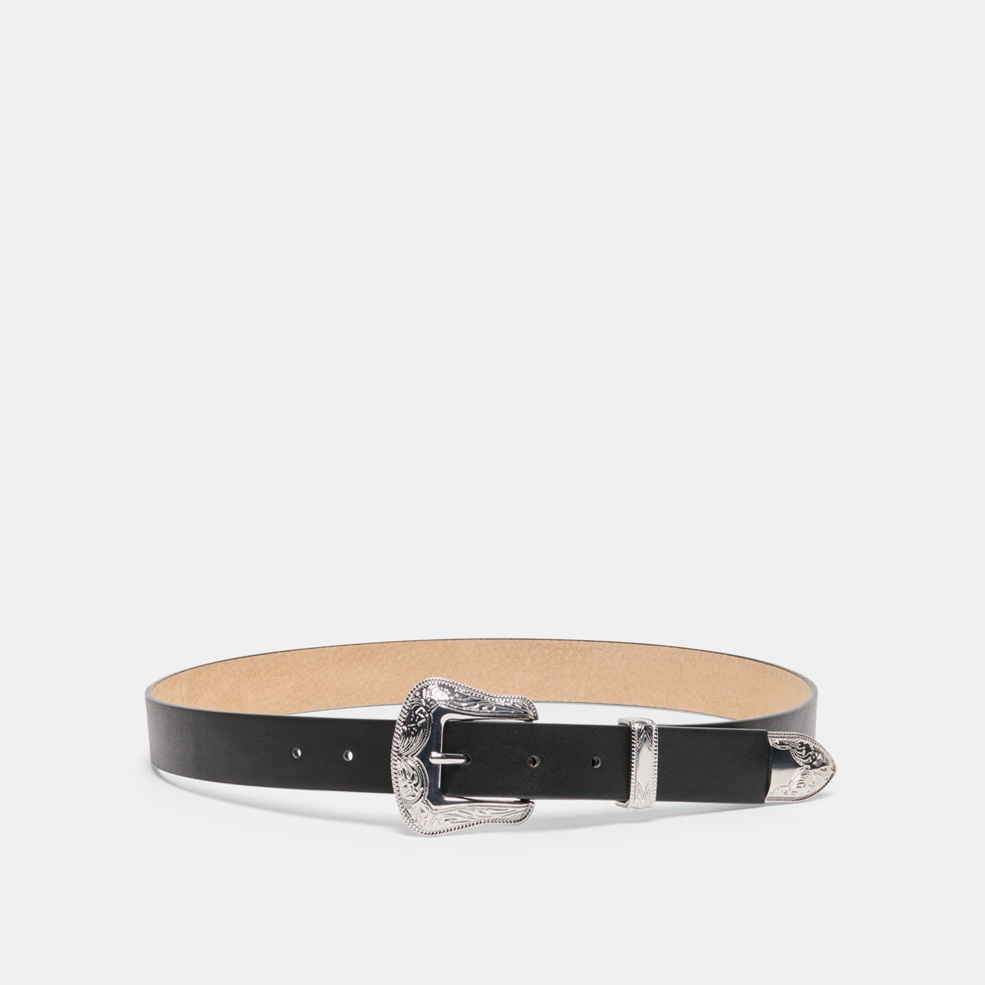 Vintage Western Black Silver Buckle Belt - Dolce Vita