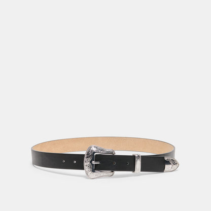 Vintage Western Black Silver Buckle Belt - Dolce Vita