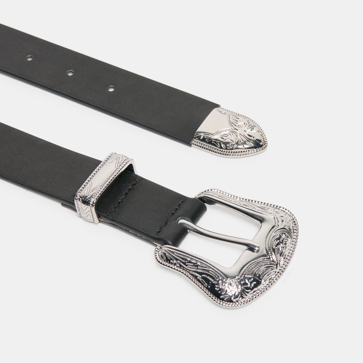 Vintage Western Black Silver Buckle Belt - Dolce Vita