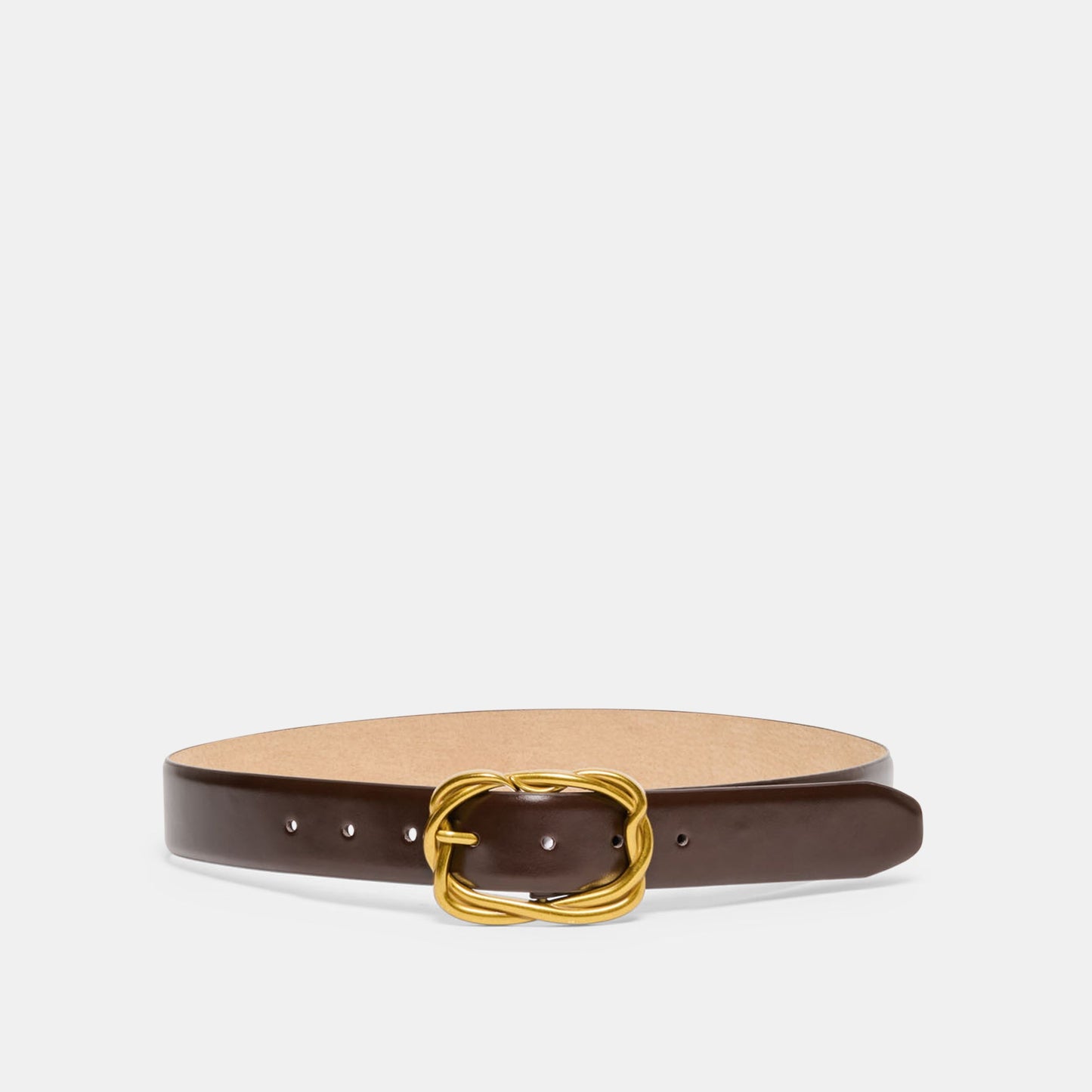 Braided Mahogany Gold Buckle Belt - Dolce Vita