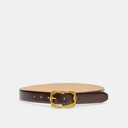Braided Mahogany Gold Buckle Belt - Dolce Vita