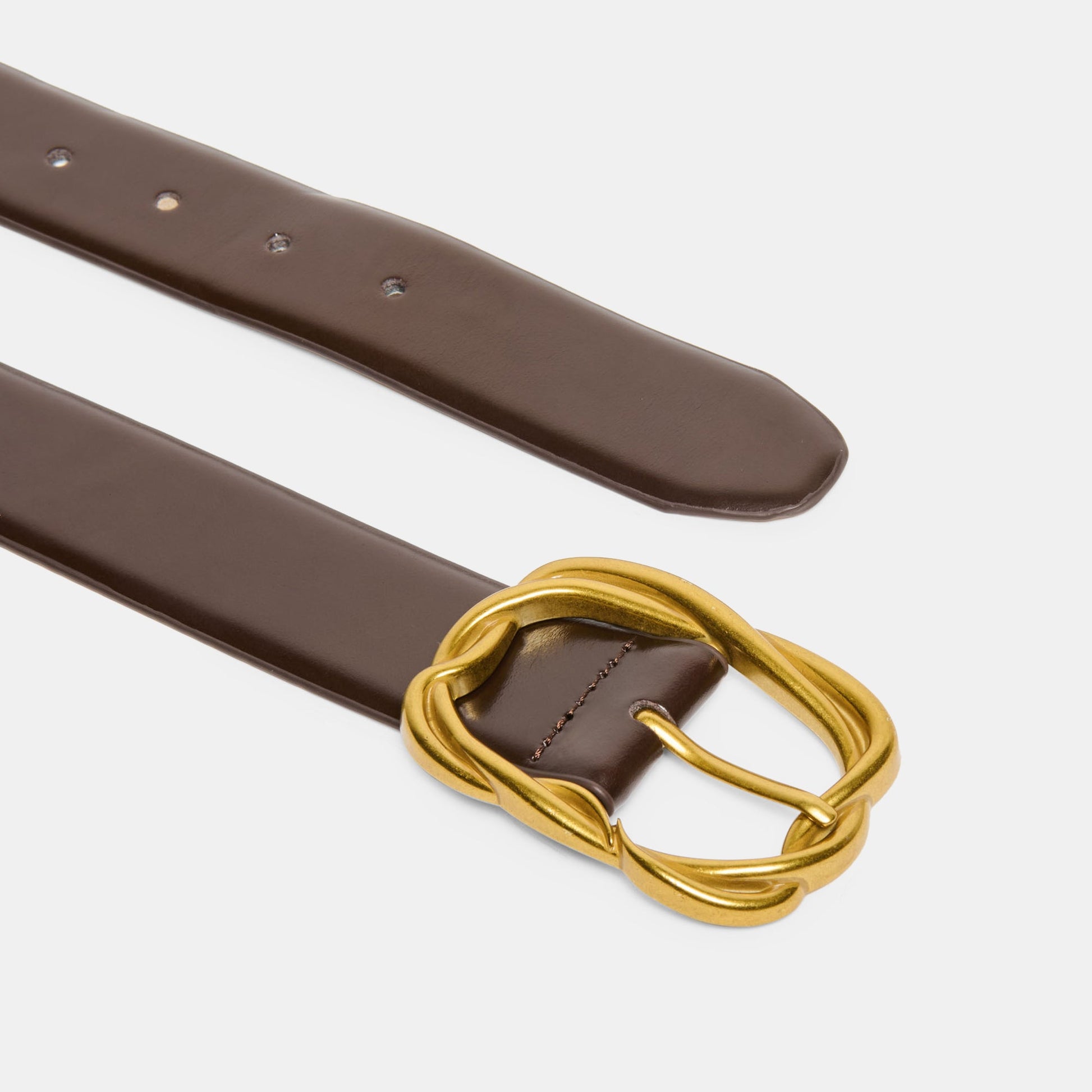 Braided Mahogany Gold Buckle Belt - Dolce Vita