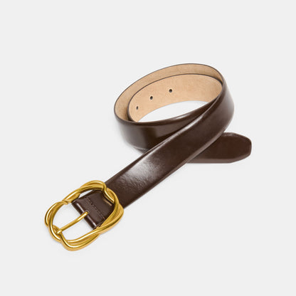 Braided Mahogany Gold Buckle Belt - Dolce Vita