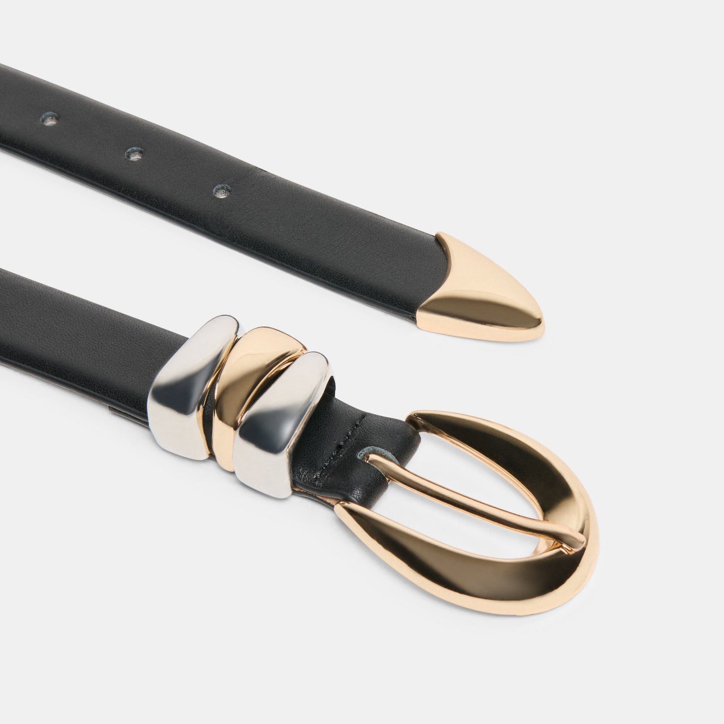 Mixed Metal Black Buckle Belt - Dolce Vita