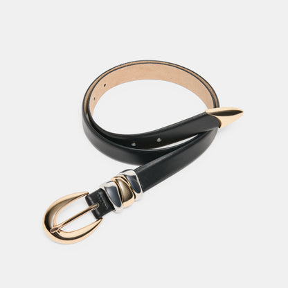 Mixed Metal Black Buckle Belt - Dolce Vita