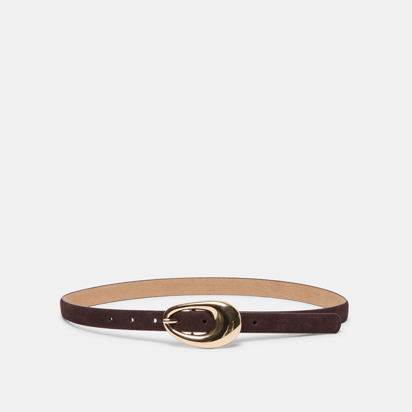 Organic Oval Mahogany Gold Buckle Belt - Dolce Vita