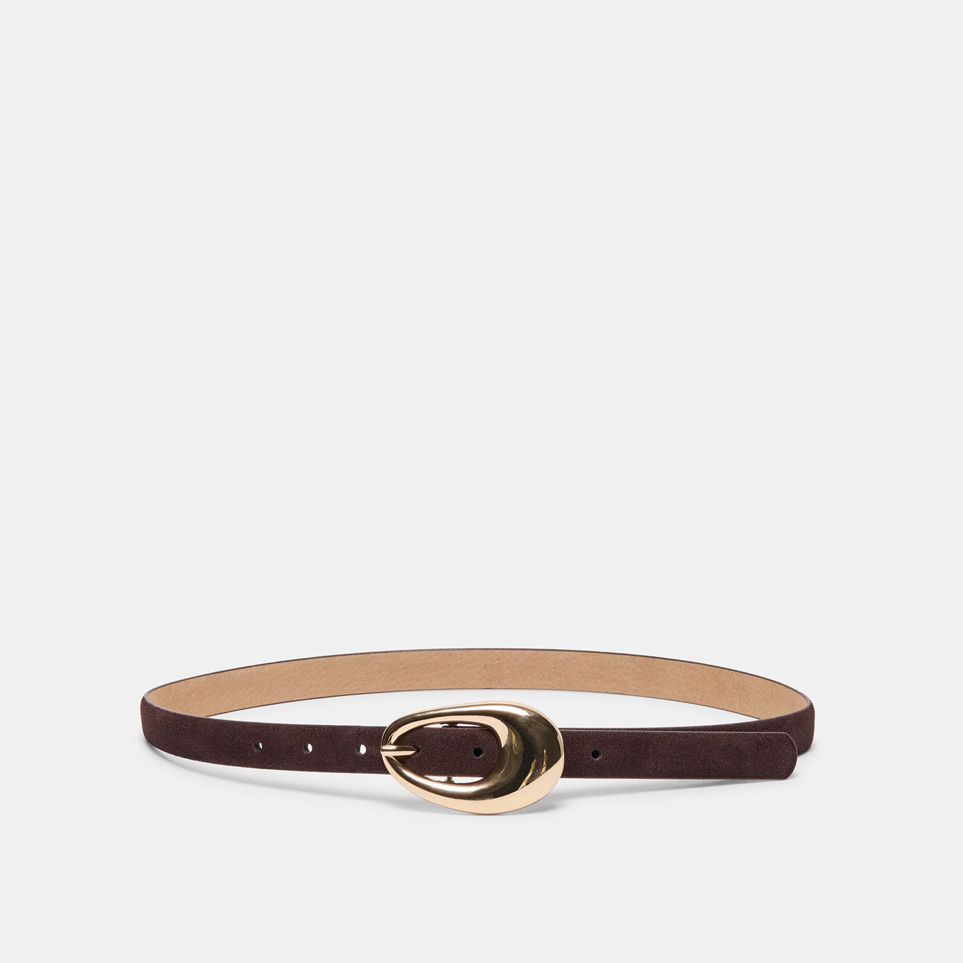 Organic Oval Mahogany Gold Buckle Belt - Dolce Vita