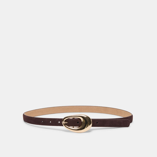 Organic Oval Mahogany Gold Buckle Belt - Dolce Vita