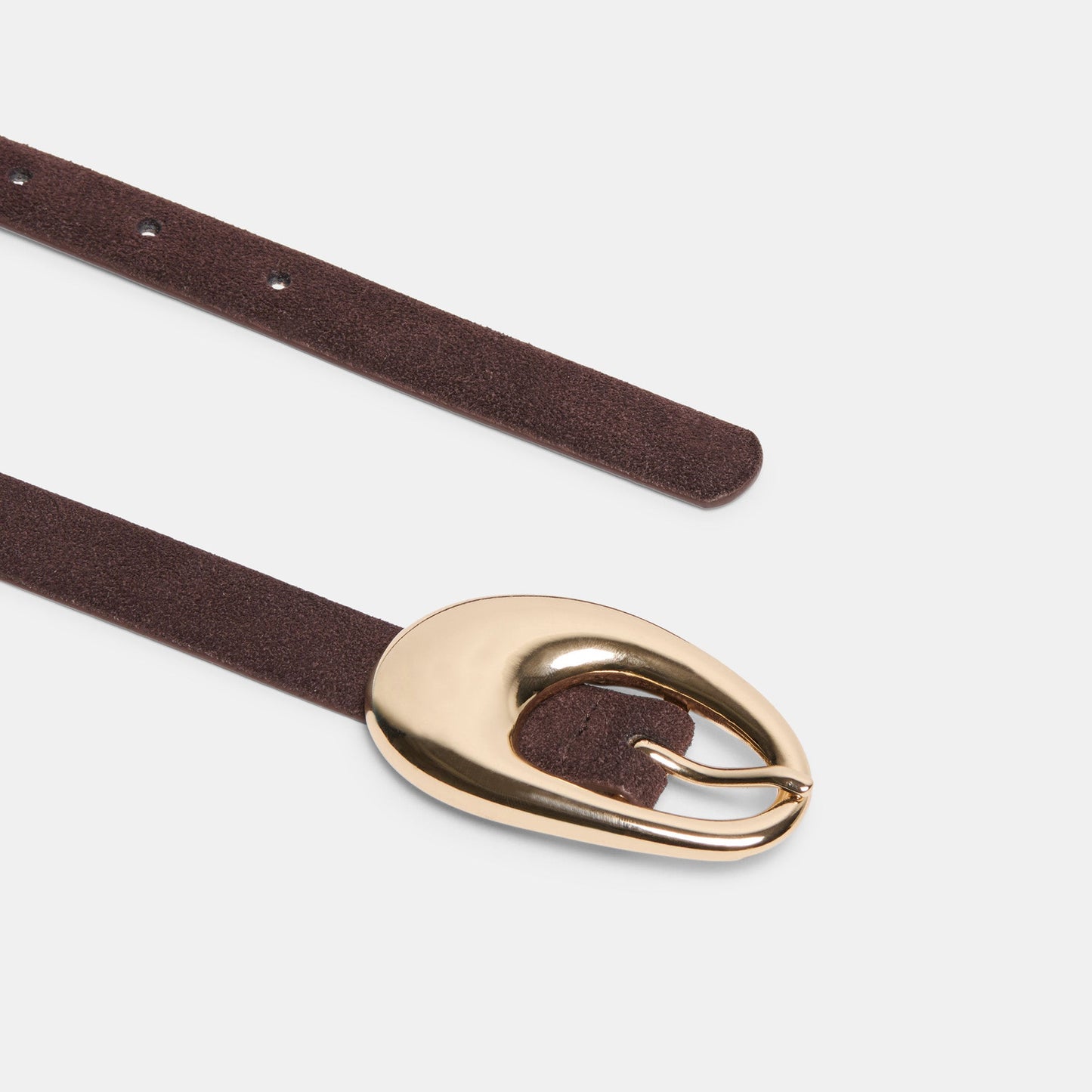 Organic Oval Mahogany Gold Buckle Belt - Dolce Vita
