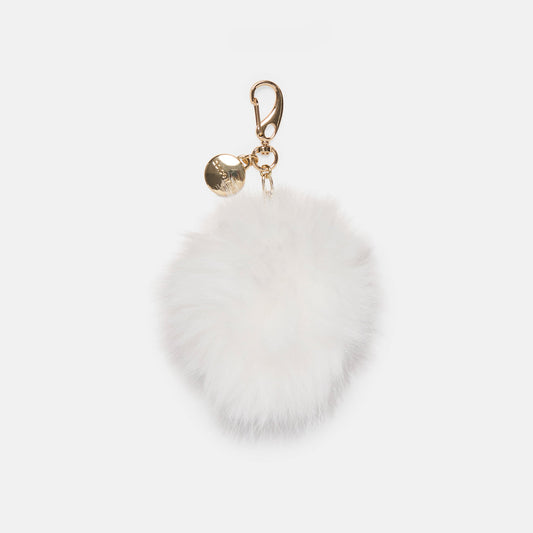 Pom Pom White Plush Bag Charm - Dolce Vita