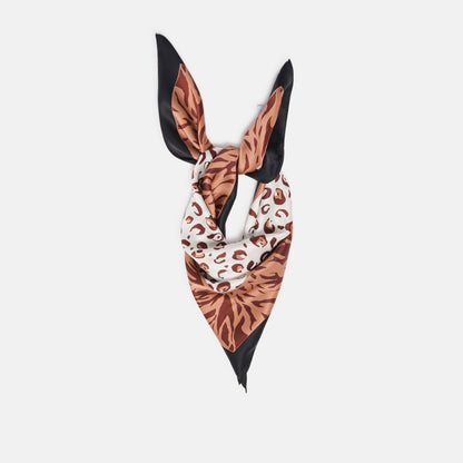 Animal Print Brown Multi Silk Scarf - Dolce Vita