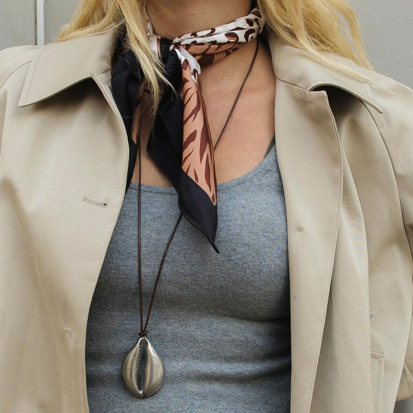 Animal Print Brown Multi Silk Scarf - Dolce Vita