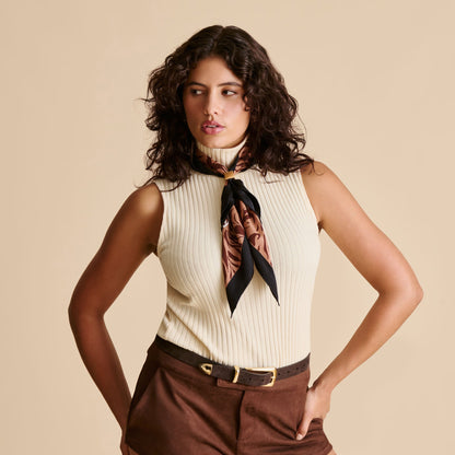 Animal Print Brown Multi Silk Scarf - Dolce Vita