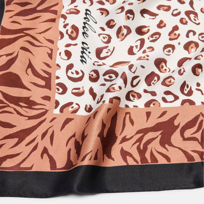 Animal Print Brown Multi Silk Scarf - Dolce Vita