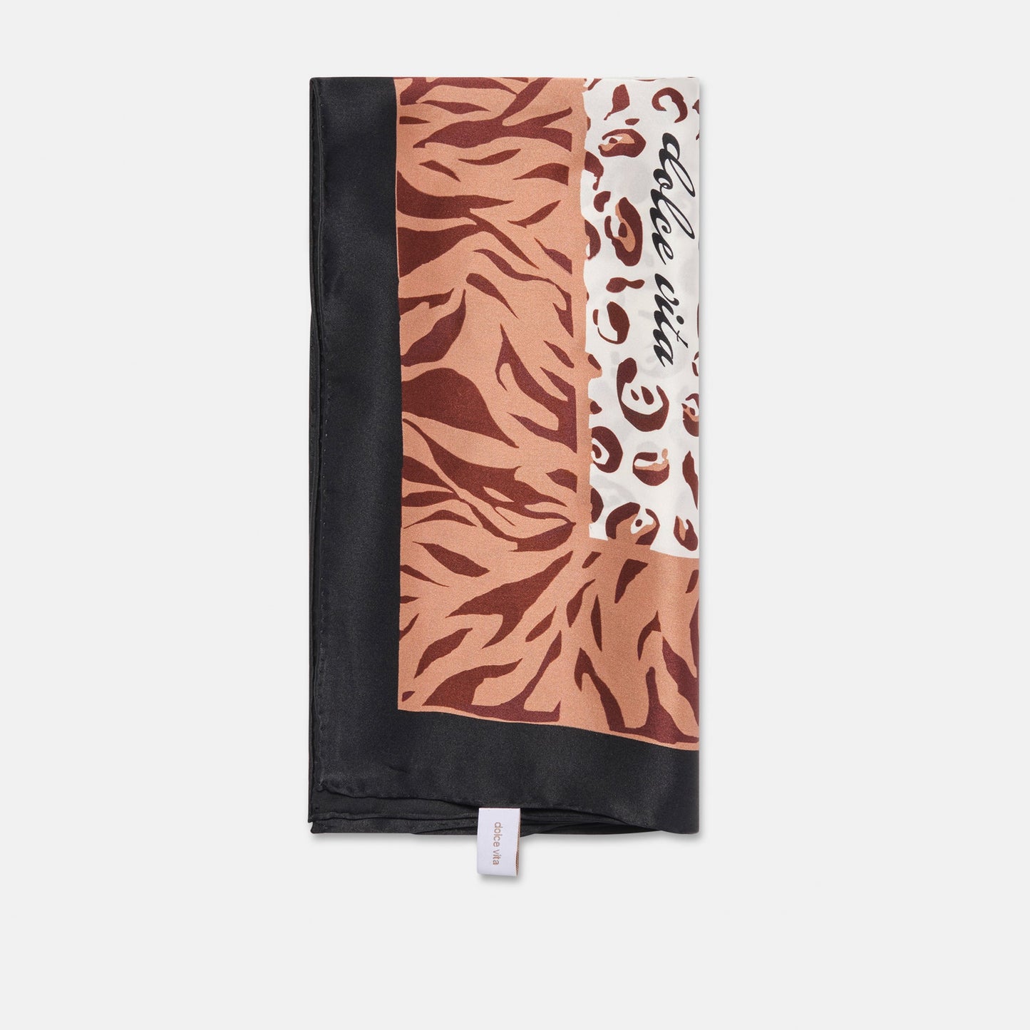 Animal Print Brown Multi Silk Scarf - Dolce Vita