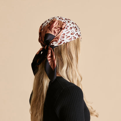 Animal Print Brown Multi Silk Scarf - Dolce Vita