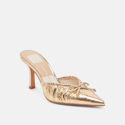 KAIRI HEELS GOLD DISTRESSED LEATHER - Dolce Vita