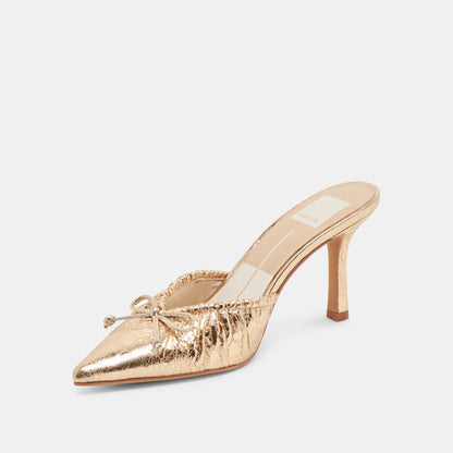 KAIRI HEELS GOLD DISTRESSED LEATHER - Dolce Vita