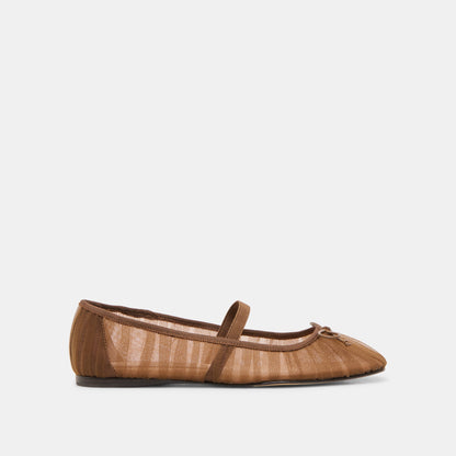 Raeven Mid Brown Tulle Ballet Flats - Dolce Vita