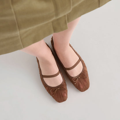Raeven Mid Brown Tulle Ballet Flats - Dolce Vita