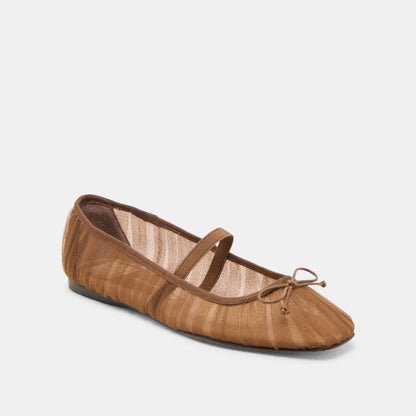 Raeven Mid Brown Tulle Ballet Flats - Dolce Vita