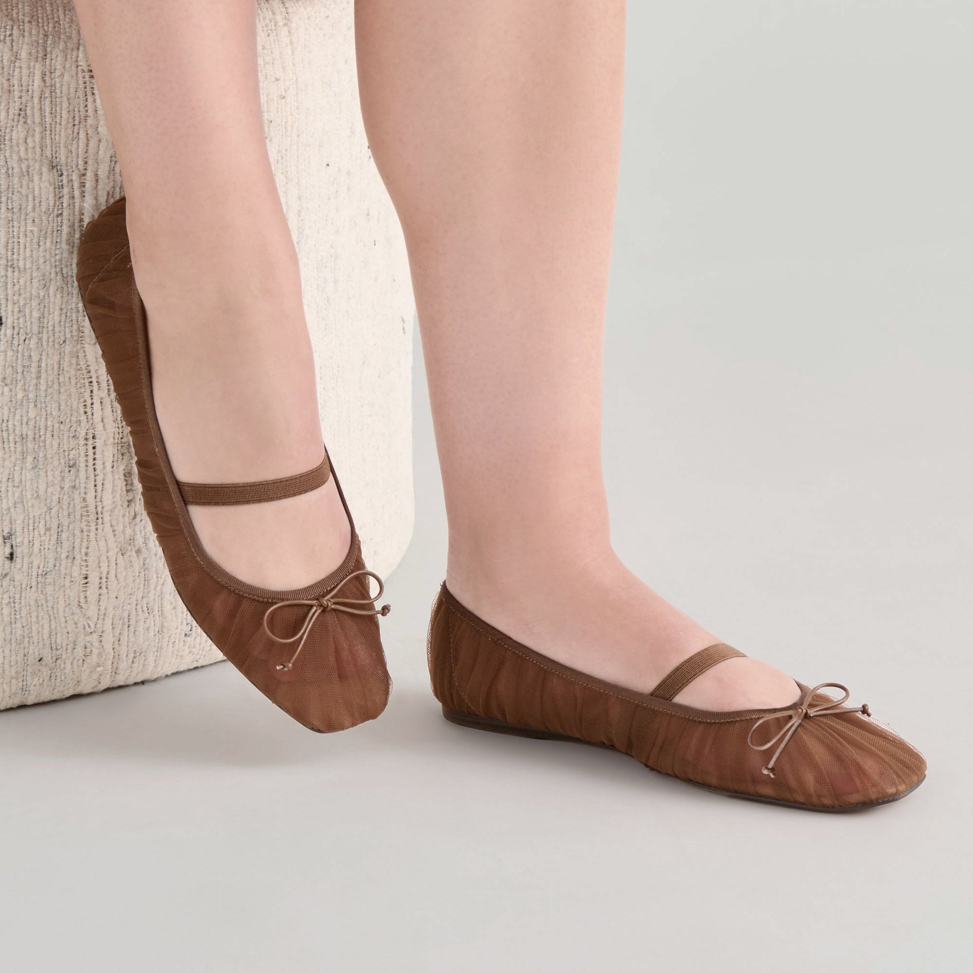 Raeven Mid Brown Tulle Ballet Flats - Dolce Vita