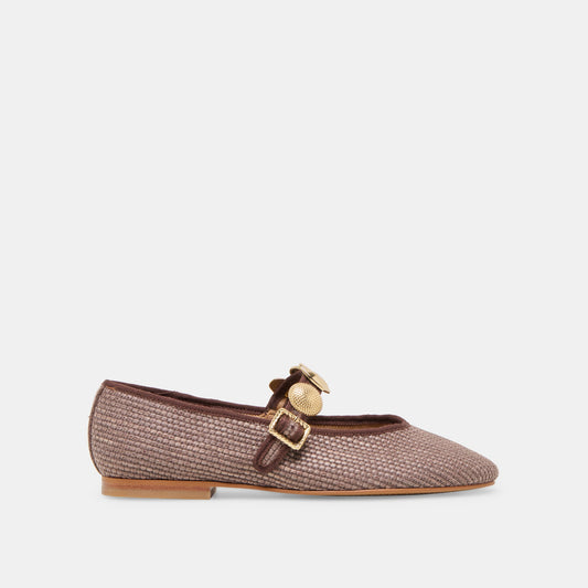 RELAN BALLET FLATS WALNUT RAFFIA - Dolce Vita