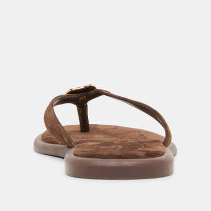 Jaina Dk Brown Suede Sandals - Dolce Vita