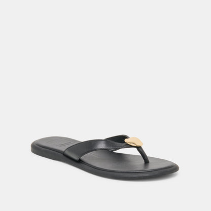 Jaina Black Leather Sandals - Dolce Vita