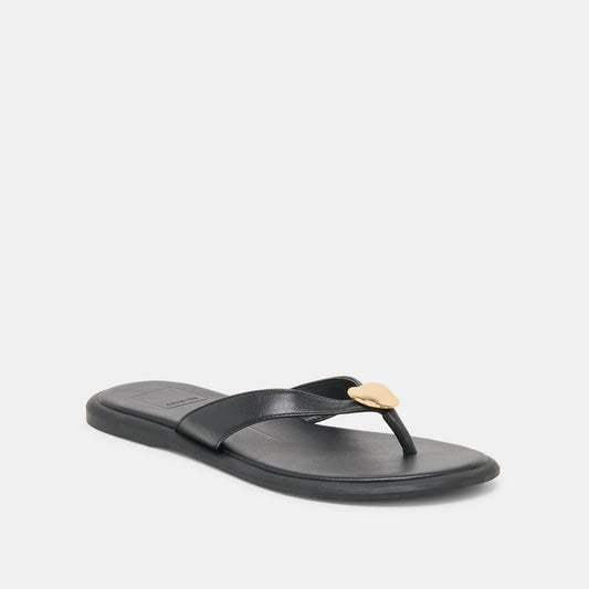 Jaina Black Leather Sandals - Dolce Vita