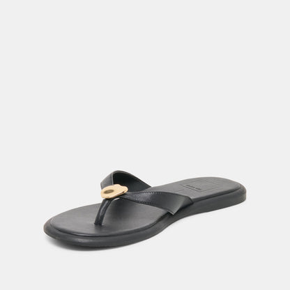 Jaina Black Leather Sandals - Dolce Vita