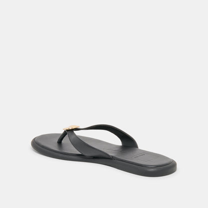 Jaina Black Leather Sandals - Dolce Vita