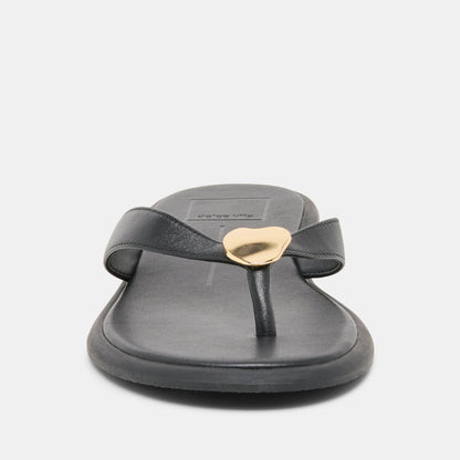 Jaina Black Leather Sandals - Dolce Vita