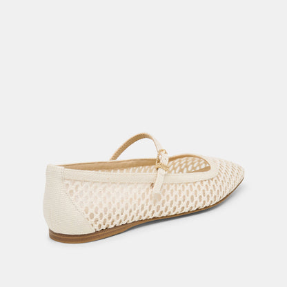 Reyes White Woven Raffia Ballet Flats - Dolce Vita