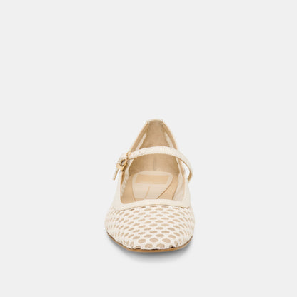 Reyes White Woven Raffia Ballet Flats - Dolce Vita