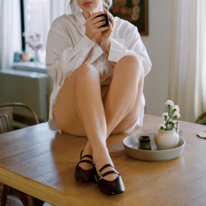 BAYLEE BALLET FLATS BLACK LEATHER - Dolce Vita