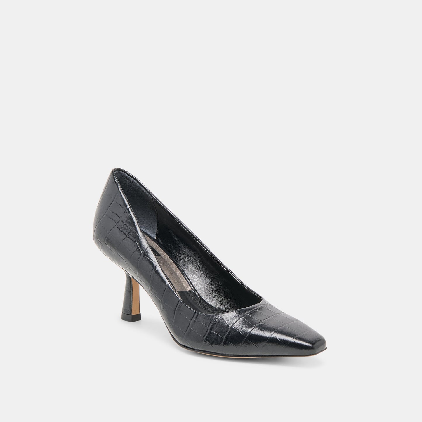 Briona Noir Croco Embossed Leather Heels - Dolce Vita